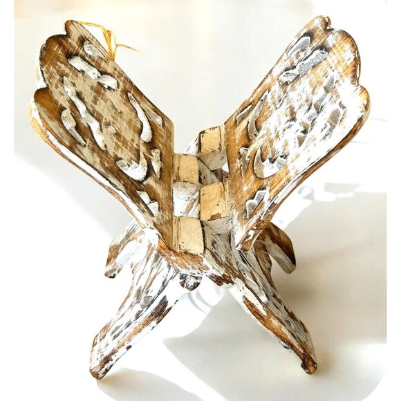 Handcrafted Rustic Wood Quran Stand Book Holder Folding Carved Decorative - Picture 3 of 11